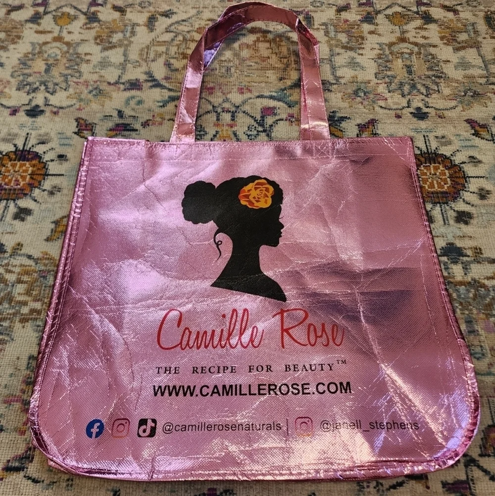 Camille Rose Pink Reusable Shopping Tote Bag Haircare Brand